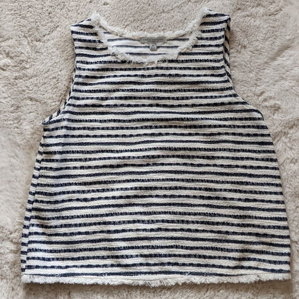 SO CUTE GREEN ENVELOPE SUMMER SHIRT WHITE WITH NAVY STRIPE